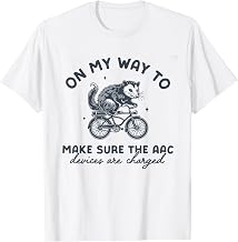 Retro AAC Speech Therapists Funny SLP Opossum on Bike T-Shirt