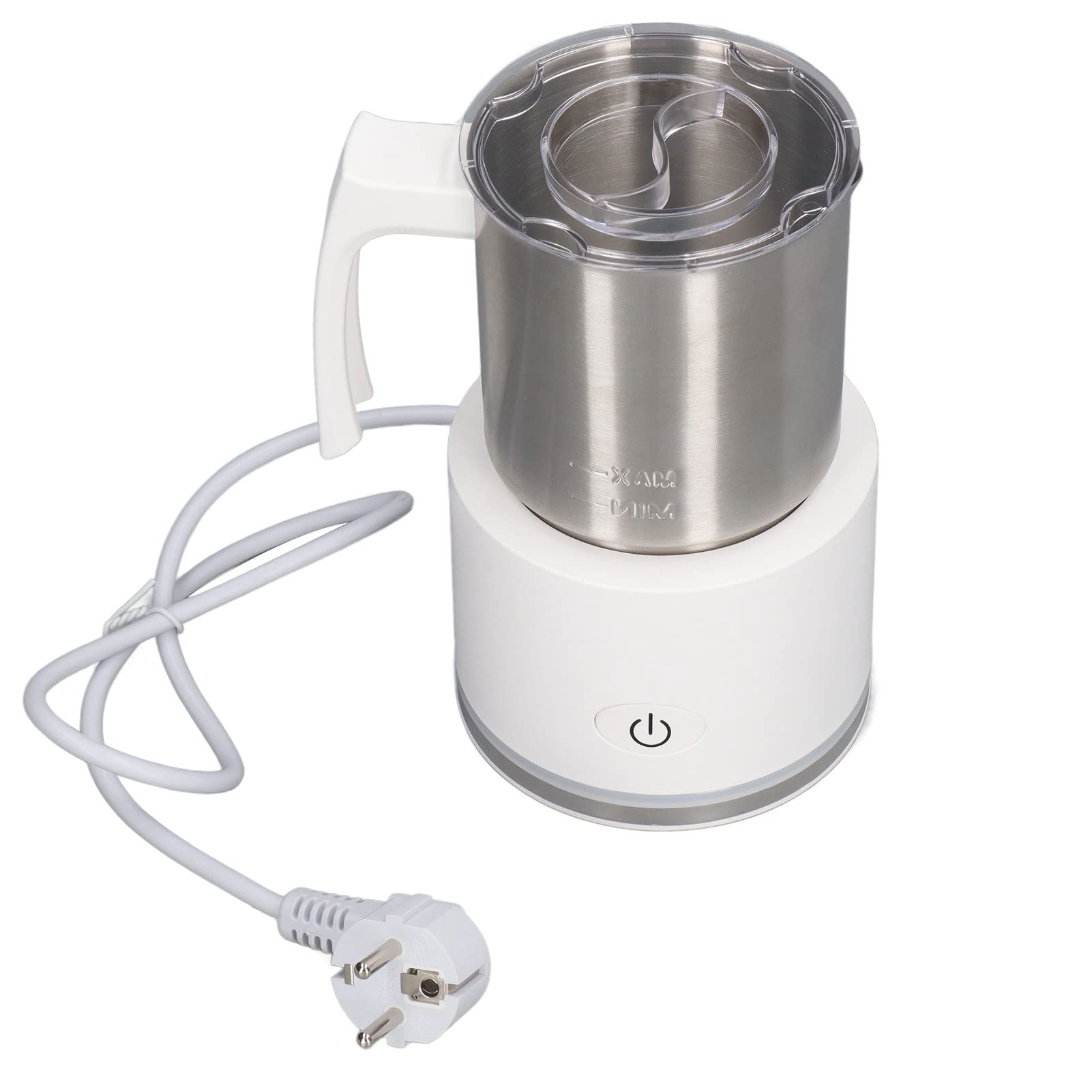 Haofy Espumador de Leche Eléctrico Jarra de Acero Inoxidable de 250 Ml con Funcionamiento Silencioso y Diseño Desmontable para café en Casa, Rutina Matutina, Cocina Pequeña (WHITE)