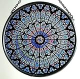 Decorative Hand Painted Stained Glass Window Sun Catcher/Roundel in a Notre Dame 'Rosace Nord' Design