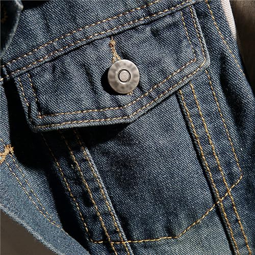 JEKE-DG Men's Hoodie Loose Fit Casual Jean Jacket Long Sleeve Fashion Denim Jackets Button Down Distressed Jean Coat4