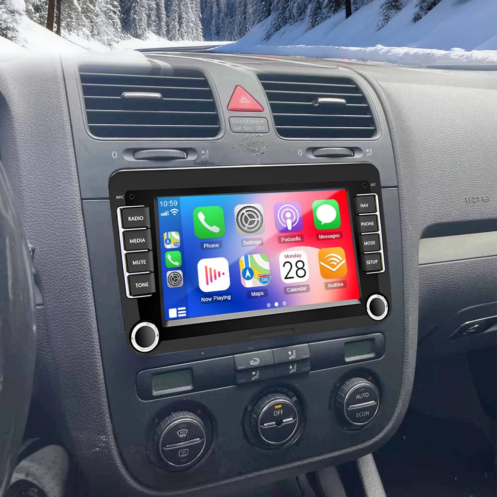 Radio samochodowe 2 Din do VW Golf 2006-2013 MK6 Nawigacja GPS 7-calowy wyświetlacz IPS Car Display Android 14 Radio samochodowe Bluetooth z Carplay Android Kamera cofania Mirror Link FM/RDS SWC 2+32G