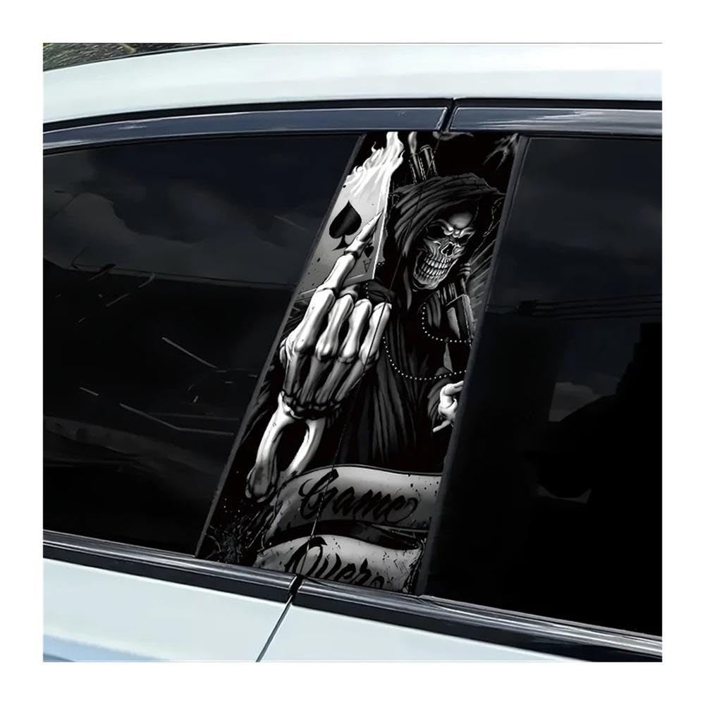 Body Parts 2 Pieces of Car Center Pillar Sticker Grim Reaper Skeleton Vinyl Protective Film