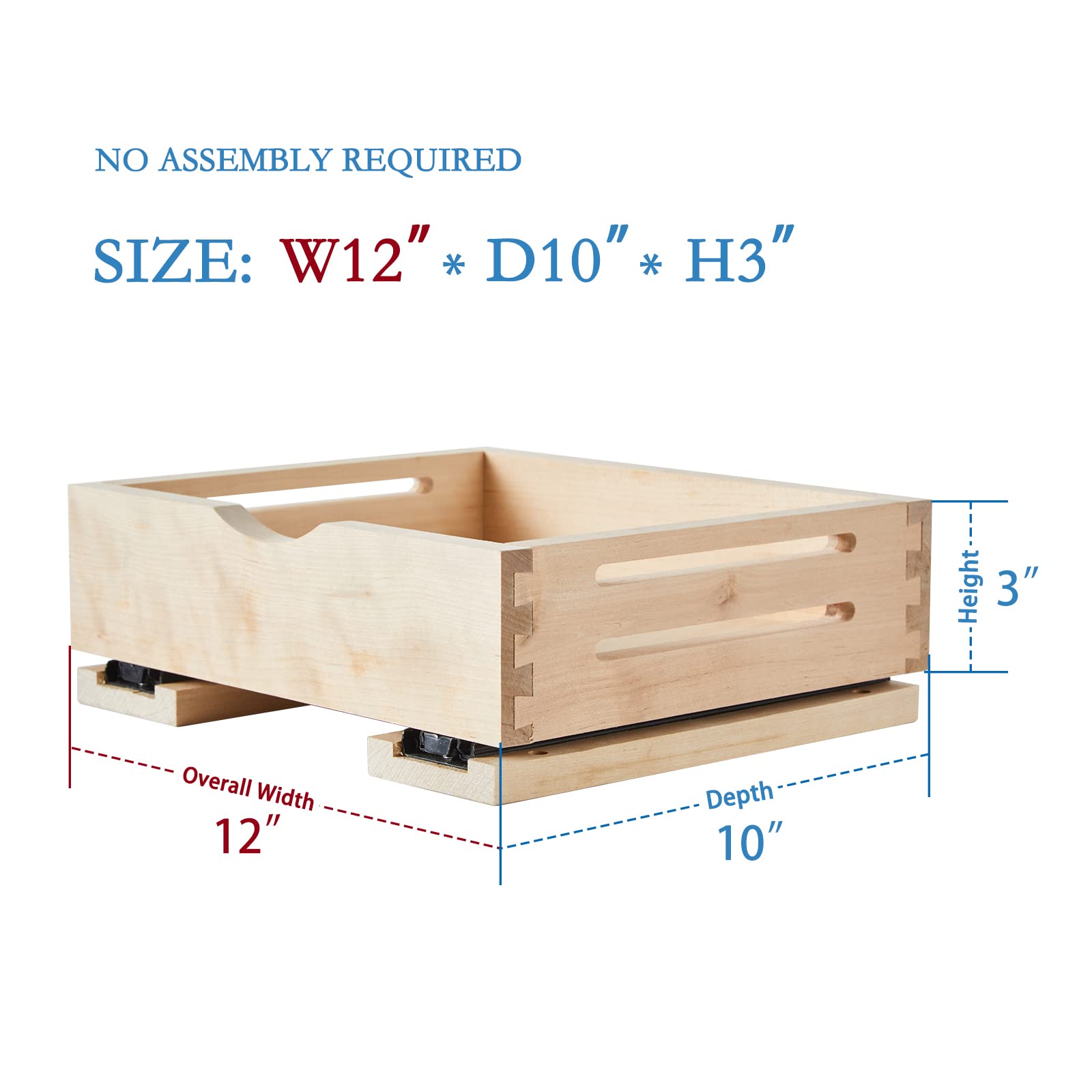LuxursKingQYW Cassetto completamente assemblato in legno estraibile, organizer per armadietti da cucina, ripiano estraibile in legno (30,5 x 25,4 x 7,6 cm (larghezza x profondità x altezza