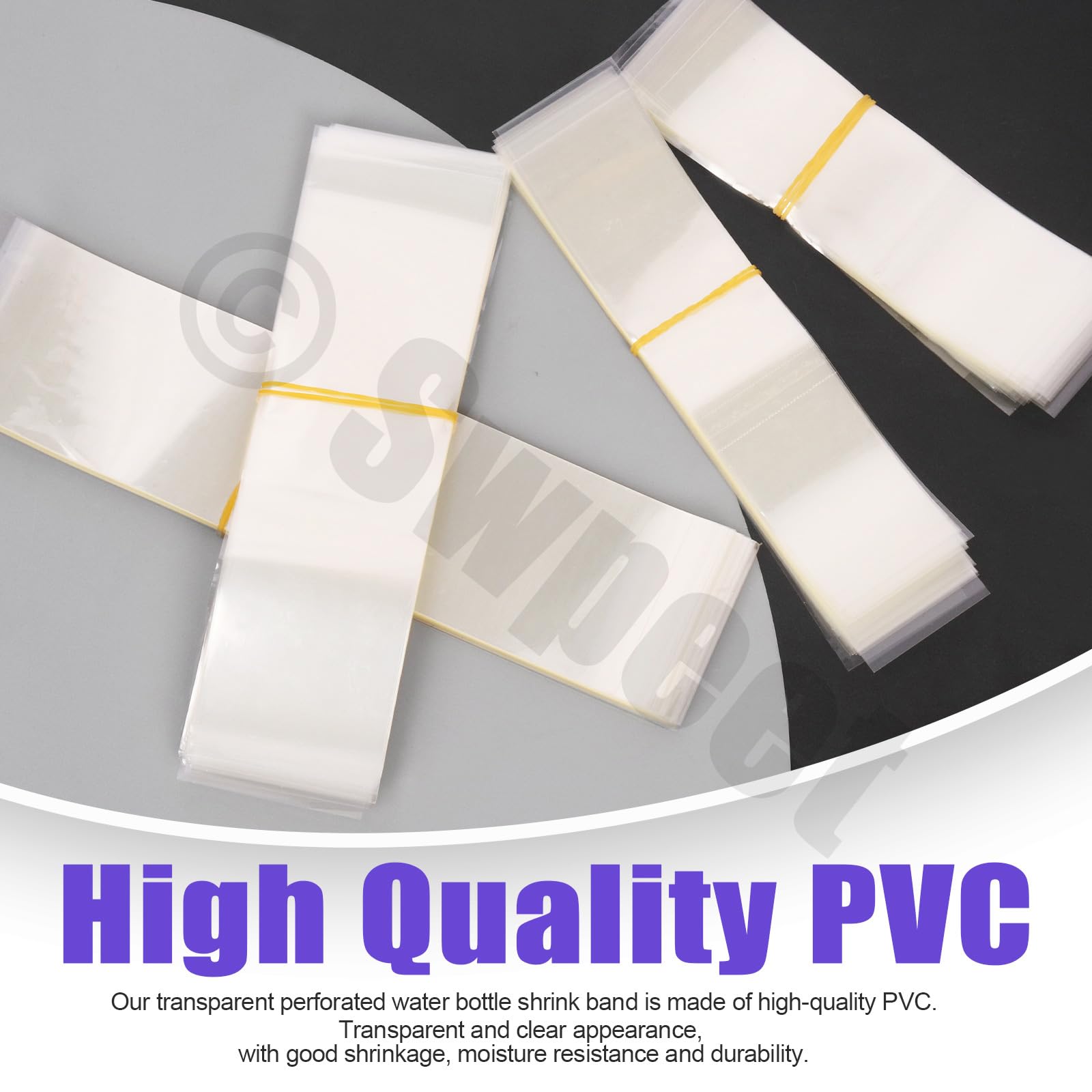Swpeet Lot de 480 bandes thermorétractables en PVC transparent de 6 tailles 11,2 cm 12,7 cm 15,7 cm 15,7 cm 5,9 pouces 6,4 pouces 7,4 pouces