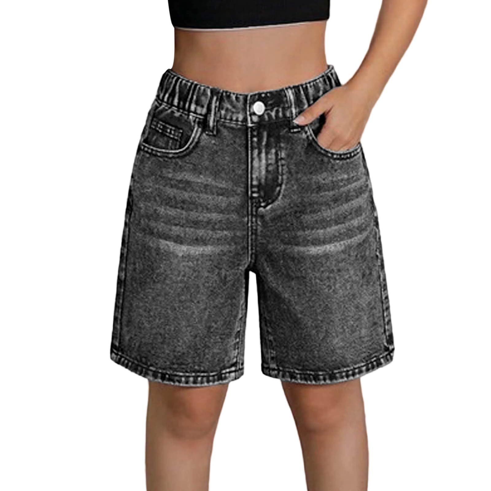 Pantalones Cortos para niñas Chica Pantalón de Mezclilla Ancho Pantalones Cortos con Falda fluida Longitud a la Rodilla Ropa Deportiva cómoda Cintura elástica Ropa para niños