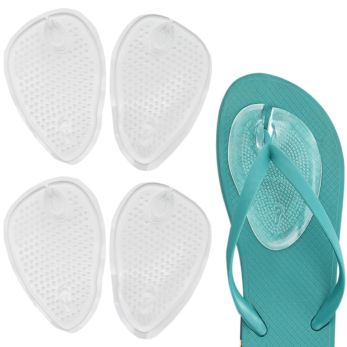2Pairs Silicone Gel Sandal Thong Protectors Toe Guards Cushion Flip-Flop Non-Slip Forefoot Pads Pain Relief Inserts Foot Protector Metatarsal Pads