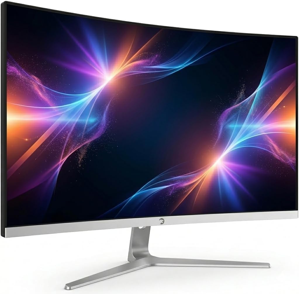 GAMEPOWER Vivid T50 Curved 27 Zoll Gaming Weiß Monitor, 200Hz, Full HD 1920x1080p, VA Panel, 0,5 ms, 125% sRGB, FreeSync & G-Sync, White PC Bildschirm, integrierte Lautsprecher