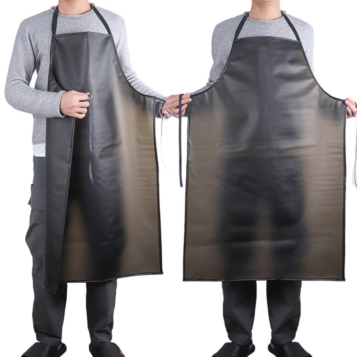 Fartuchy z regulacją, Fartuch z PVC, regulowane paski, olejoodporny, czarny(120x65cm)