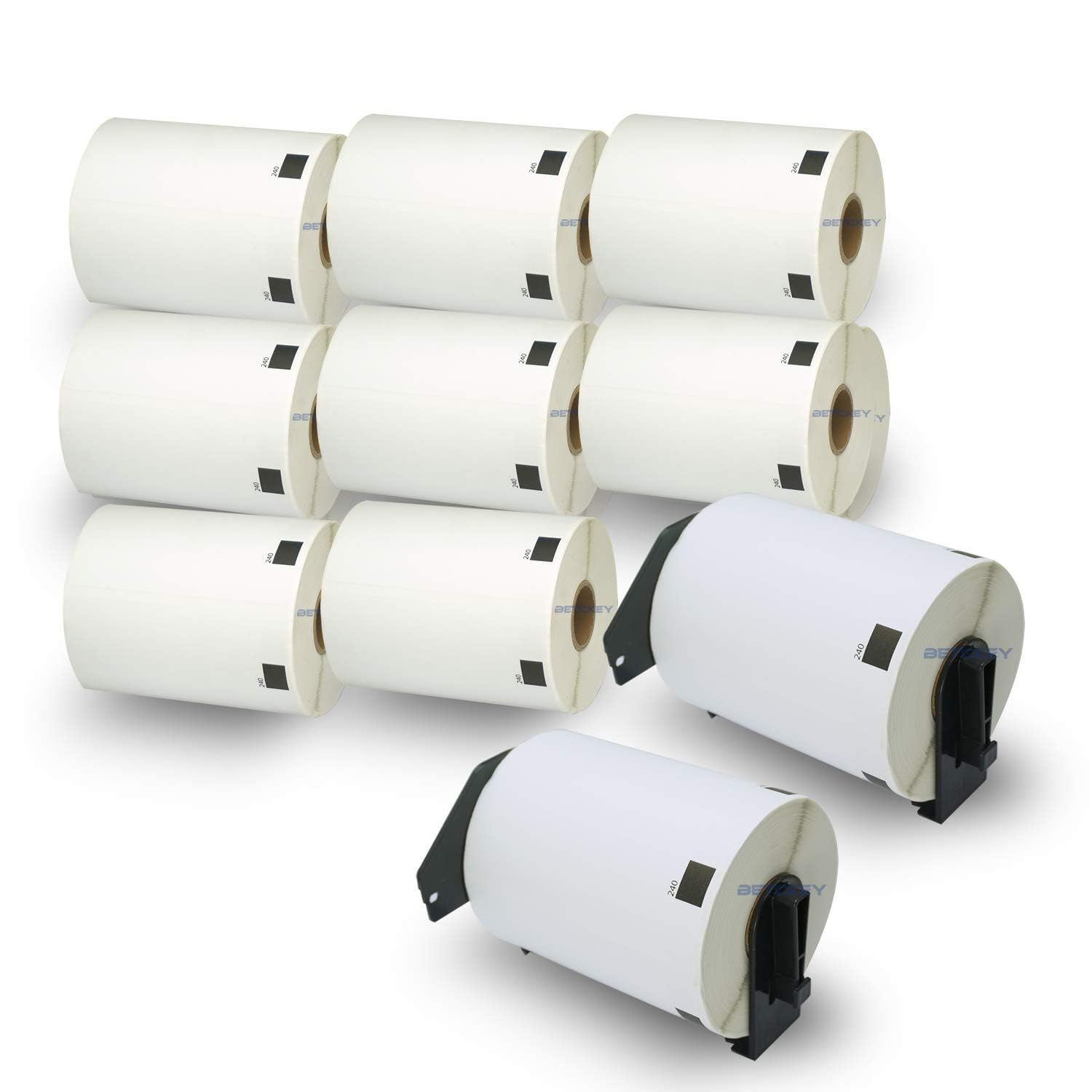 BETCKEY - Compatible Multi-Purpose Labels Replacement for Brother DK-1240 (4" x 2"), Use with Brother QL Label Printers [10 Rolls + 2 Reusable