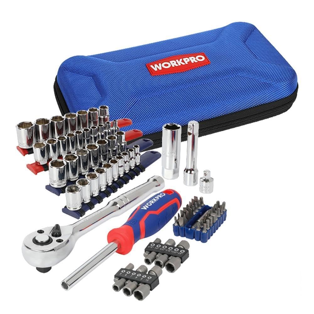 WORKPRO WP209006 84 Parça 3/8’’ 1/4’’ CR-V Metrik/İnç Profesyonel Lokma ve Bits Uç Takımı