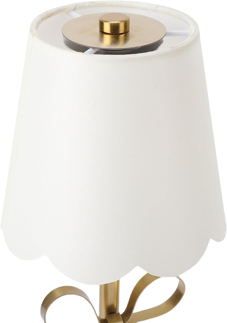 Gold Bow Table Lamp, Cordless LED Table Lamp with Fabric Shade, Touch Switch, Stepless Dimmable, Metal Rechargeable Bedside Light for Room Decor, Bedroom, Restaurant