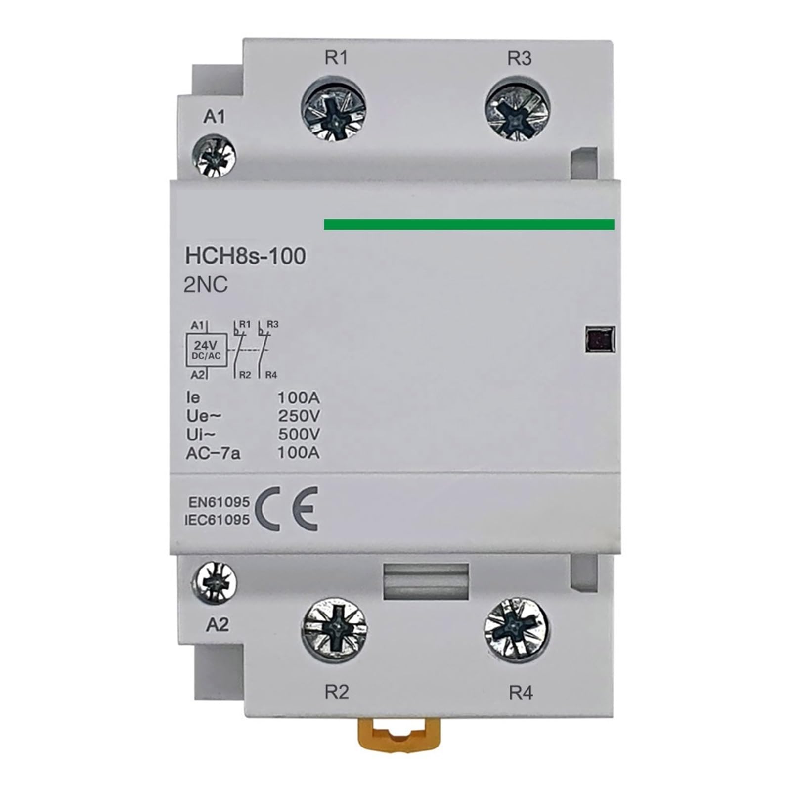 HUUOQIWY HCH8-100 DC Contactor 2P 2NO 1NO1NC DC24V Automatic Householdr Contactor Din Rail Type 1Pcs(100A 2NC DC24V)