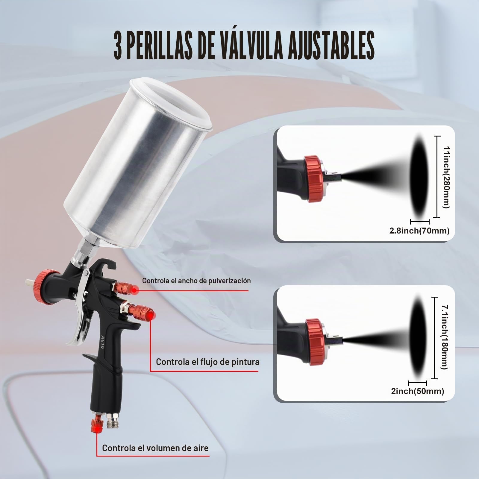 AEROPRO Tools R500 LVLP - Kit de pistola de pulverización de aire doble con taza de aluminio de 1000 cc | A610 - Pistola de pintura para automóviles, pistola de pintura para pintura de casa, coche, muebles, barniz y capa superior
