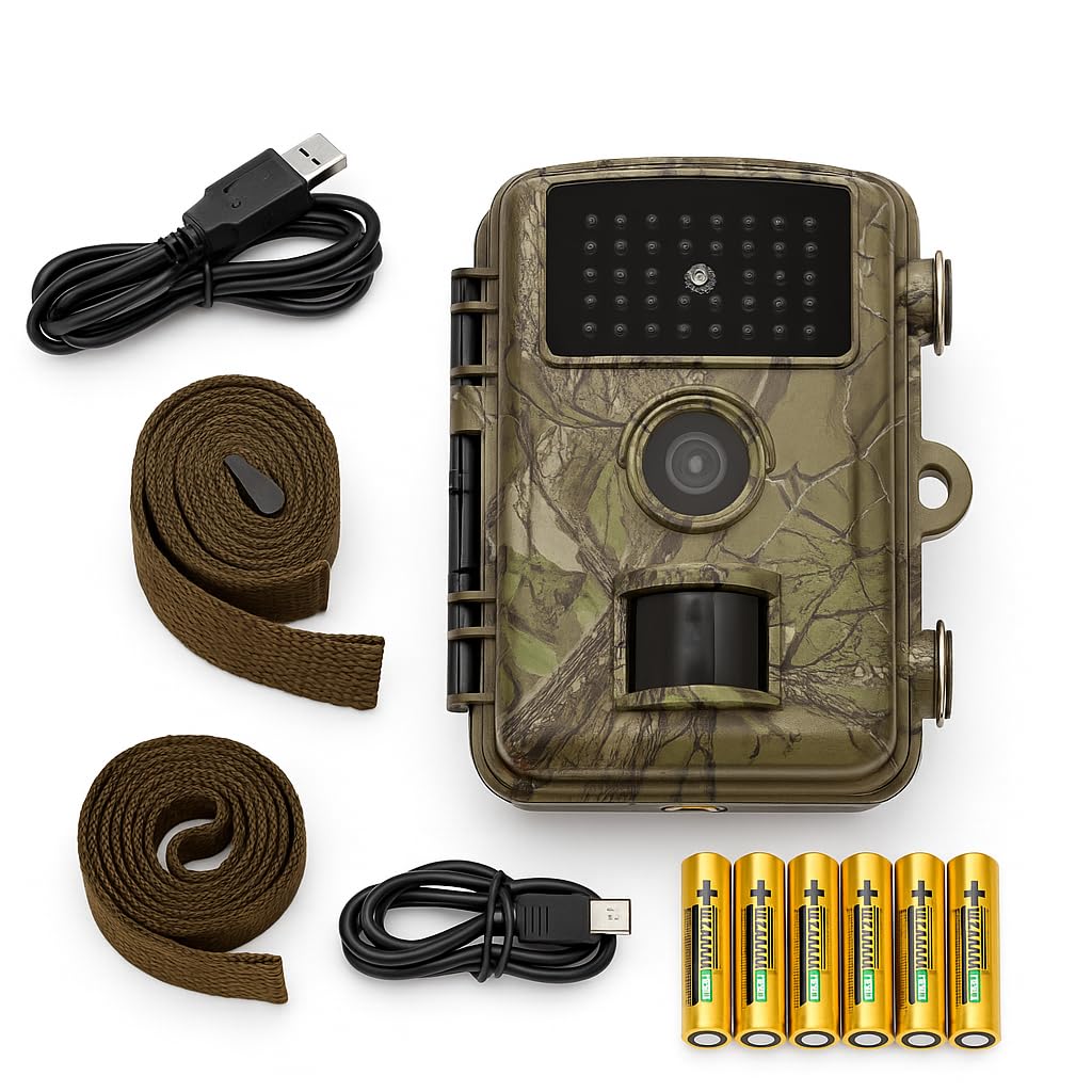 Technaxx Wildcam 1080p FullHD, Sicherheits-Wildkamera TX-256 für Wildtierbeobachtung mit 2"-Display, Nachtsicht, PIR-Bewegungssensor, 38 IR-LEDs, IP66, MicroSD-Unterstützung, 0,3 s Auslösezeit