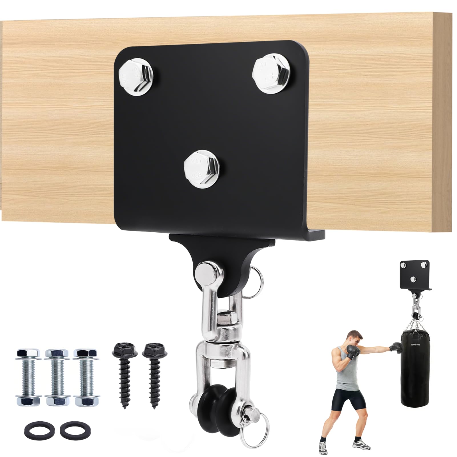 HISUEKIG Boxing Bag Bracket,1000lbs Punching Bag Hanger, 360 Degree Swivel Stainless Steel & Carbon Steel Heavy Bag Hanging Hook Hardware for Speeding Exercise Muay Thai Training Swing Hammock Chair