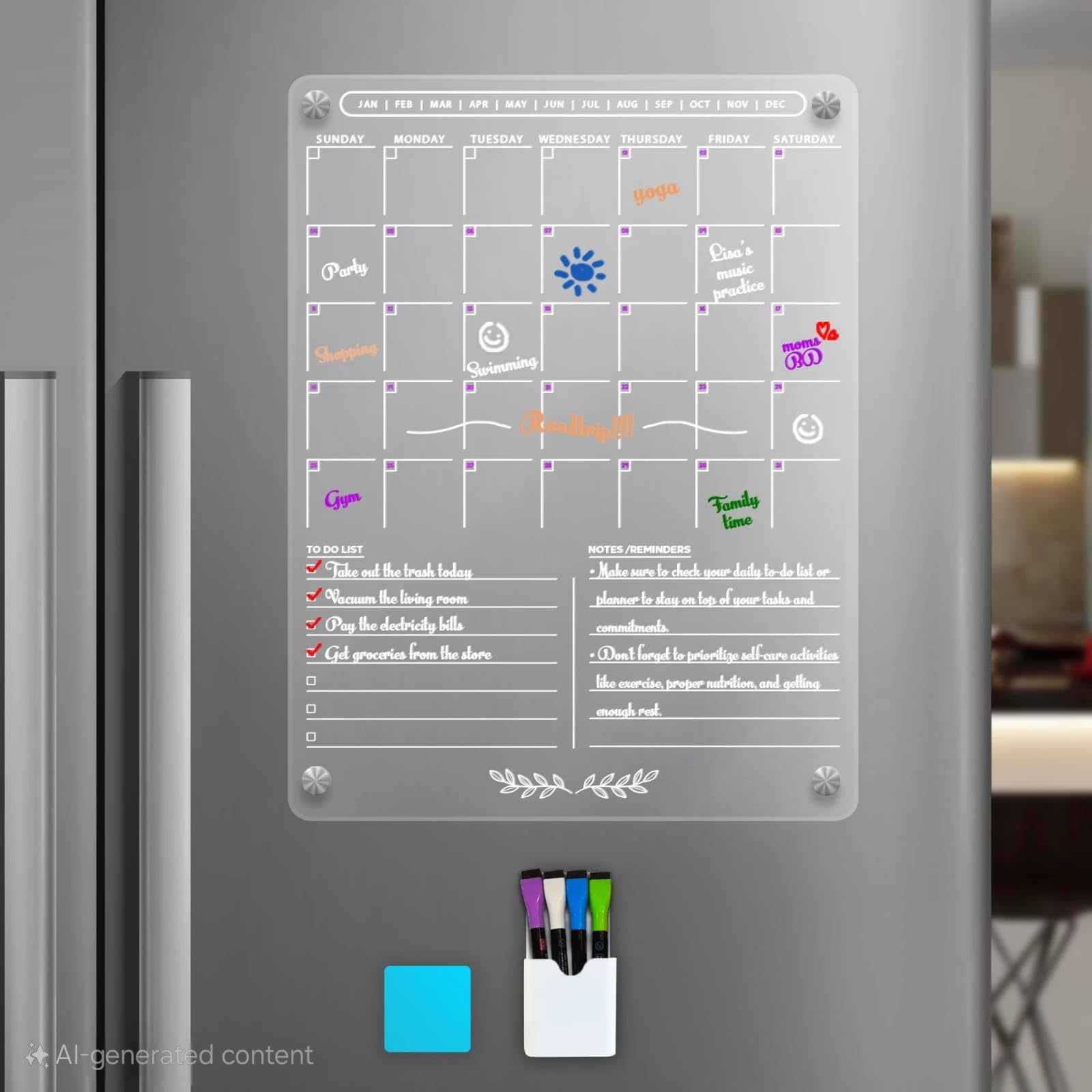 Magnetic Weekly Planner For Fridge Skaaisont A3 Magnetic Whiteboard Calendar - Reusable Monthly Planner For Fridge, Includes 4 Dry Erase Markers Meal Planner Whiteboard