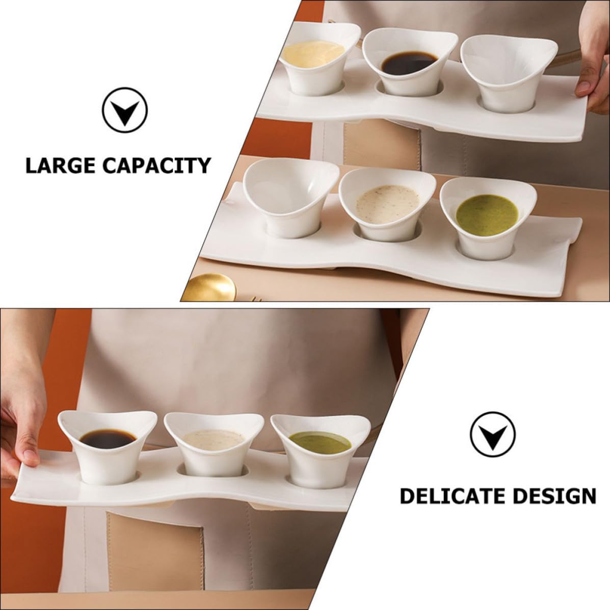 Plat à Condiments Japonerie en Céramique, Petit Modèle Blanc | Finition Soignée, Usage Solide, Motif Discret, pour Table de Repas et Diverses Occasions