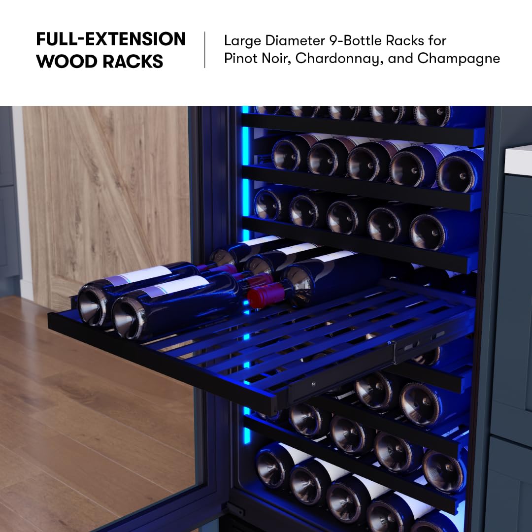 Zephyr 24 Inch Full Size Panel Ready Wine Fridge Dual Zone - Tall Refrigerator Cooler Cellars Large Bar Drink Cabinet Freestanding With Glass Door - 132x750ml Bottles (Handle, Wood Panel Not Included) on Fridge.com - View 5