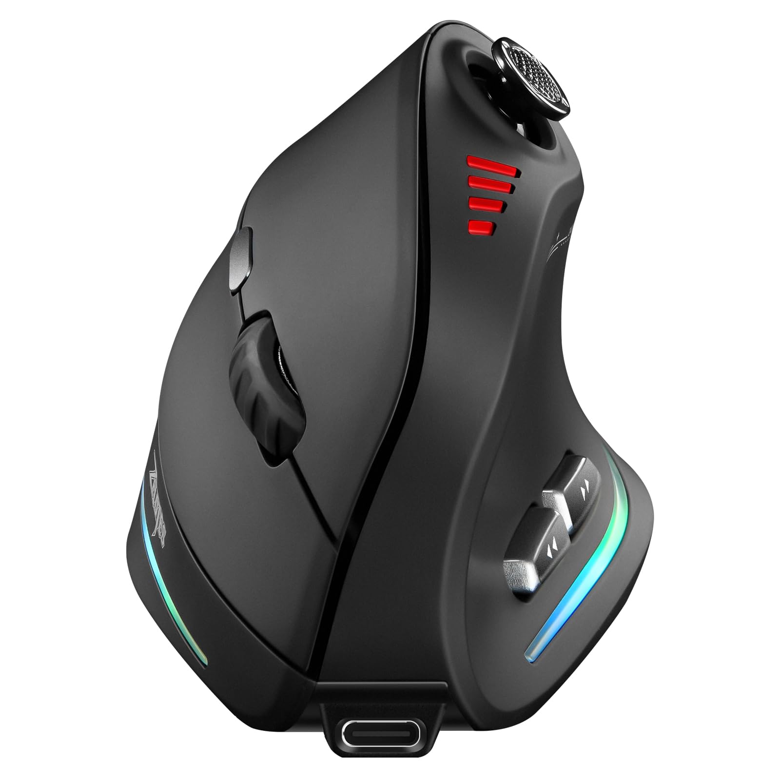 TRELC Wireless Gaming Mouse with 5 D Rocker, 24000 DPI/11 Programmable Buttons, Ergonomic Mouse for 2 Devices Connection (BT+2.4GHz), Vertical