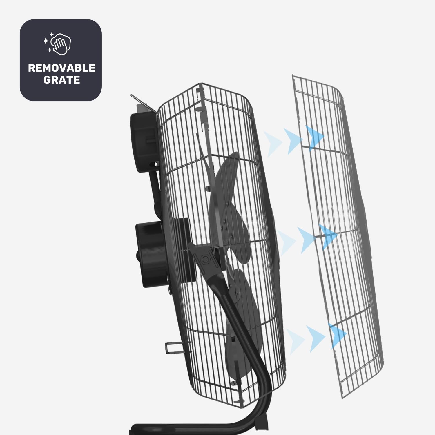 BLACK+DECKER - Ventilatore da Pavimento 120W | 3 Velocità | Diametro 45cm | 3 Pale in Metallo | Inclinazione Regolabile | Base Antiscivolo | Maniglia di Trasporto | Griglia Rimovibile | Avvolgicavo