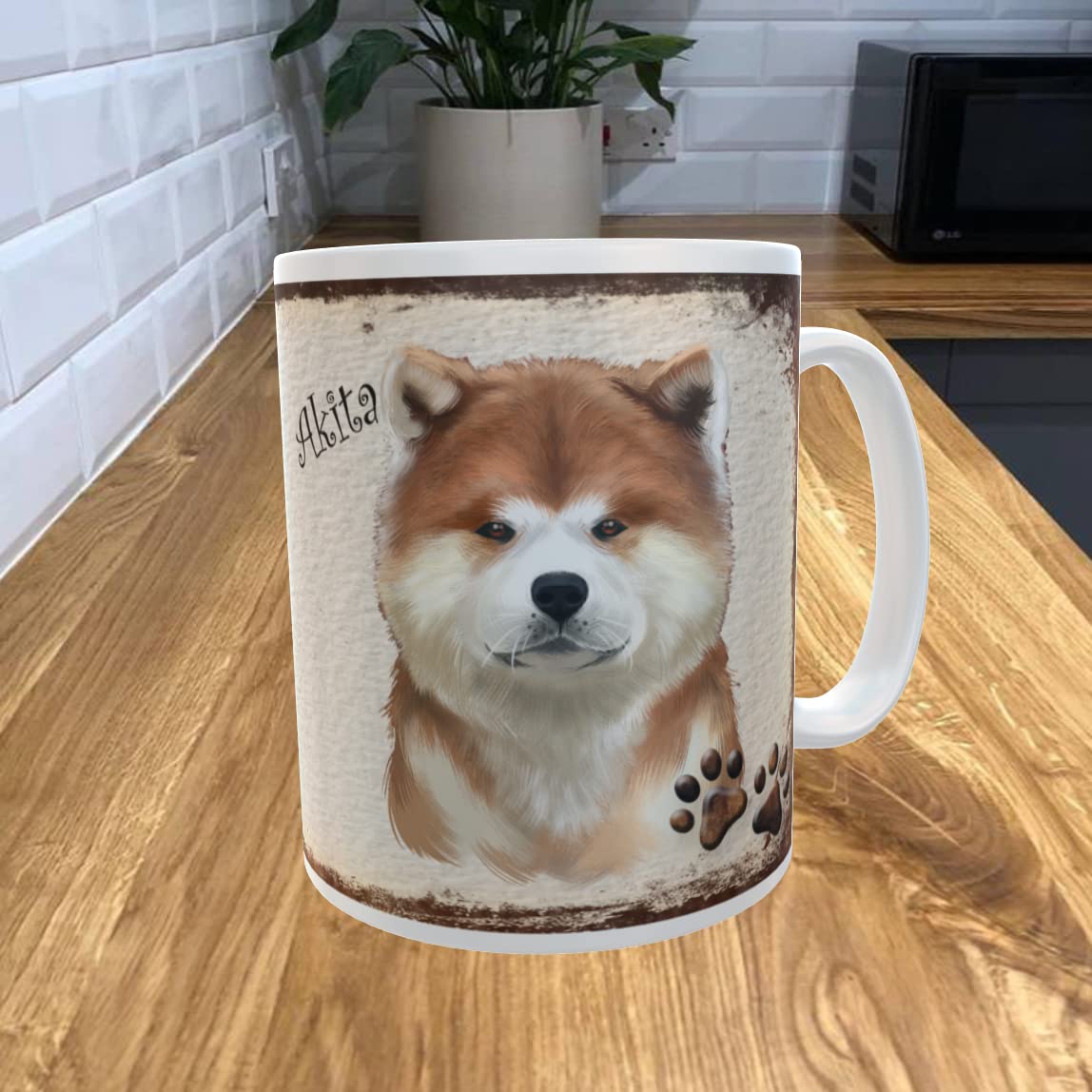 Shawprint Limited White Akita 11Oz Coffee Mug My Dog's Rules Theme 476Drmug