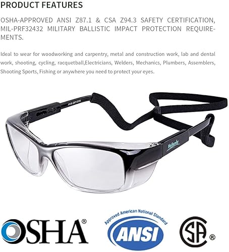 Miniatura 57 de Gafas de seguridad con certificación ANSI Z87.1, gafas protectoras antivaho e inastillables, gafas de seguridad ligeras para construcción, Negro