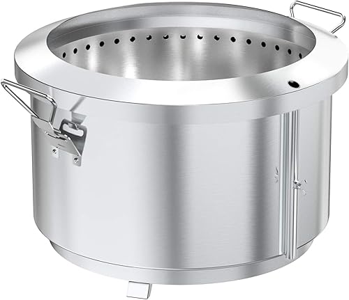 Onlyfire - Cuenco de fuego de acero inoxidable sin humo de 24 pulgadas, estufa de leña portátil con asas desmontables para acampar en el patio