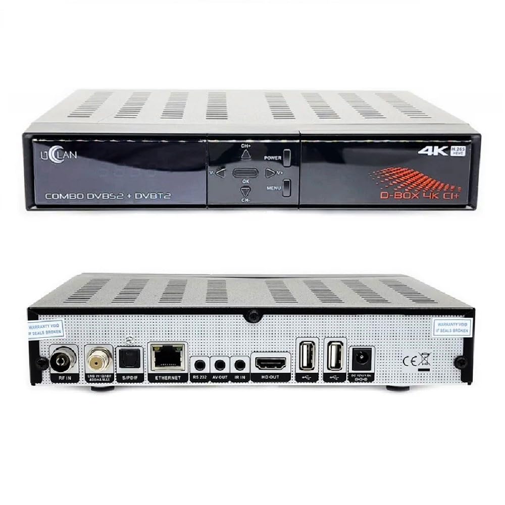 UCLAN D-Box 4K UHD Combo Receiver mit CI+ Schacht & Kartenleser, Sat- Kabel- & DVB-T2 Receiver für CI Plus, für Satellitenschüssel Kabelfernsehen & DVBT2, HDMI, Multistream + M@tec HDMI Kabel