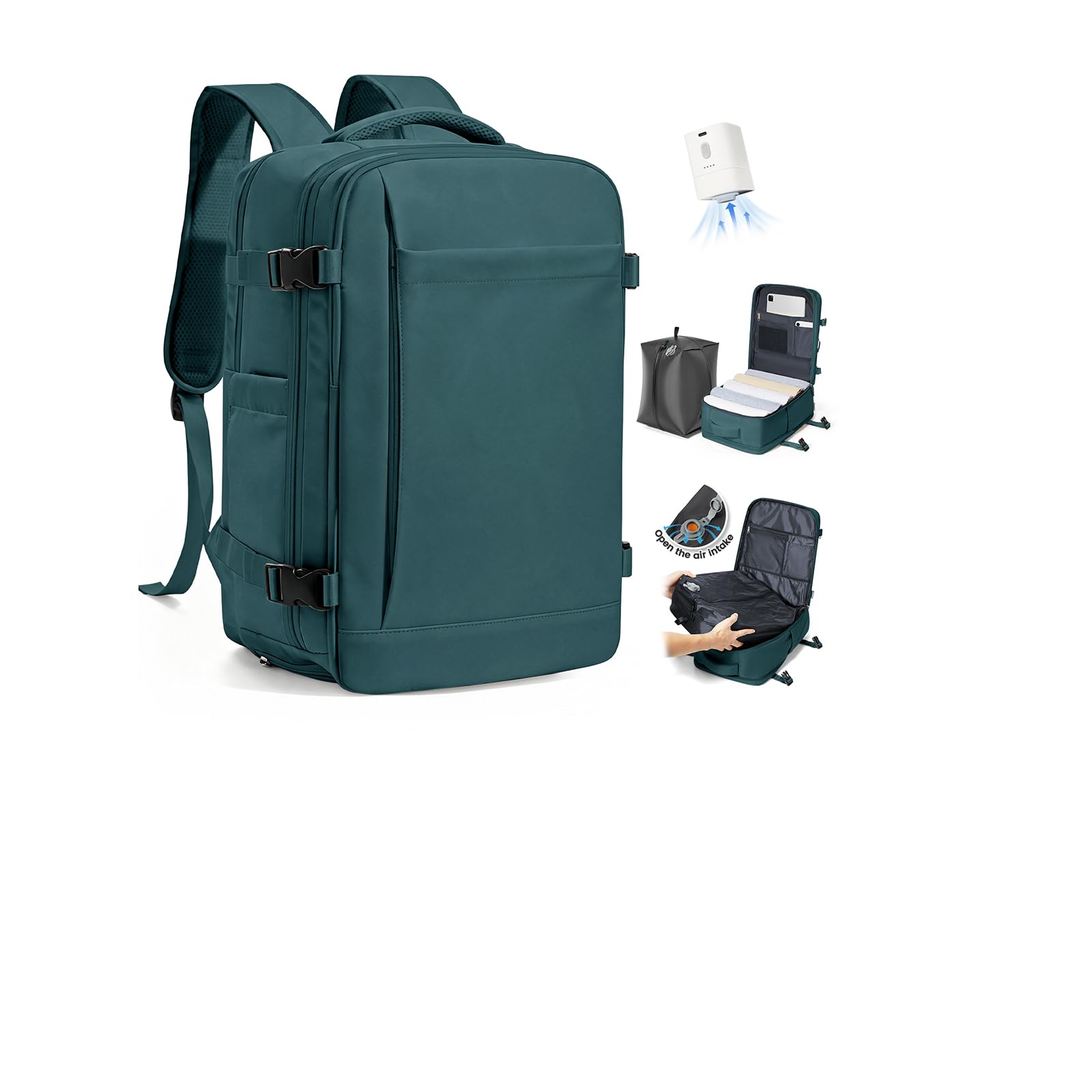 SZLX Zaino Ryanair 40x30x20 Sottovuoto con pompa Zaino da Viaggio 40x30x20 Sottovuoto Bagaglio a Mano Wizzair Vueling Donna Uomo Borse da Cabina per Laptop 14 Pollici Impermeabile con scomparto scarpe