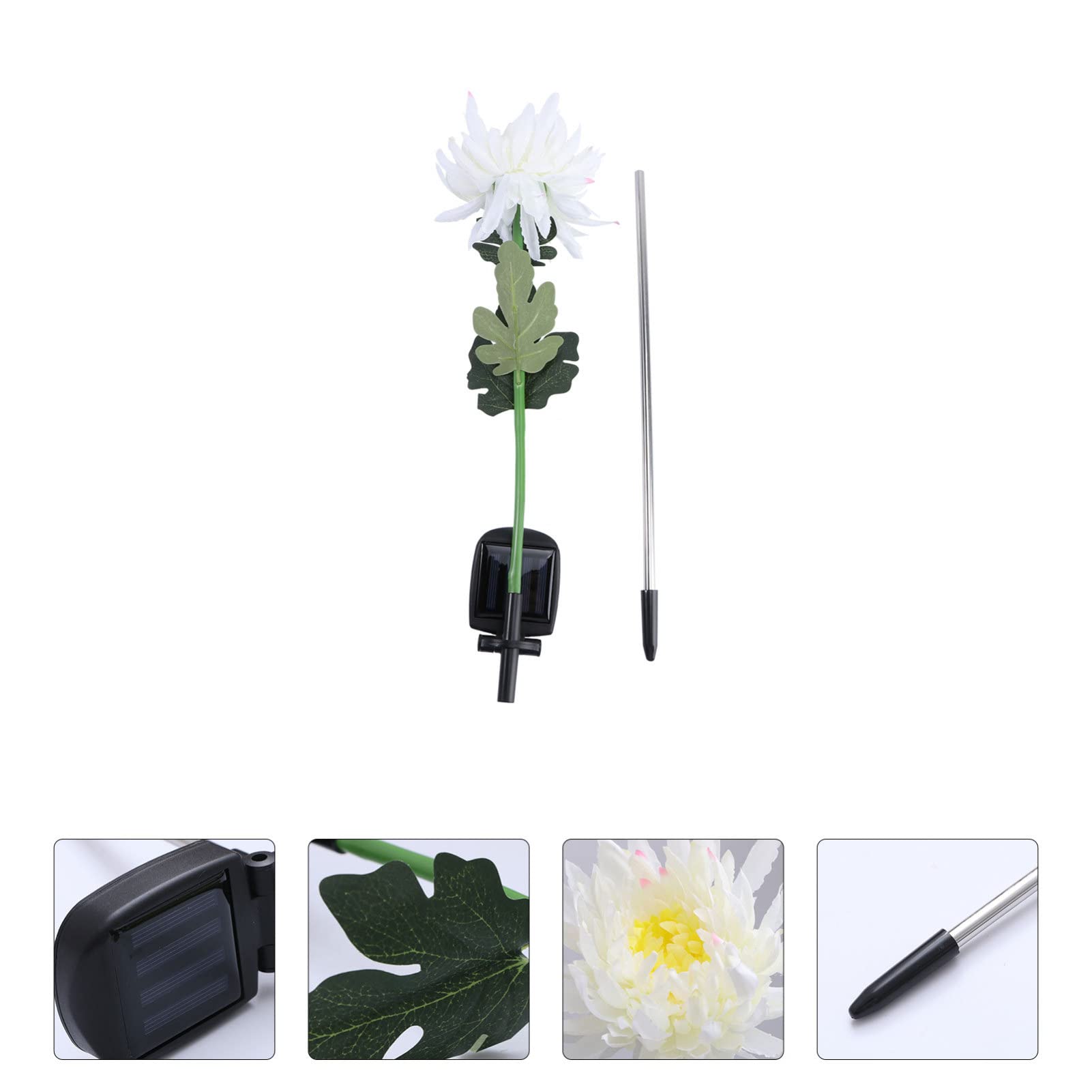 6 sztuk światła światło solarne paliki kwiaty lampa LED chodnik do stalowego podwórka chryzantema ogród zasilany ze stali nierdzewnej figurka krajobrazu kwiat patio/2269 | Whitex3 szt., 80 x 12 x 12 cm x 3 szt