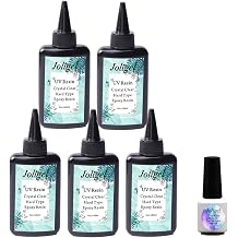 5x100ml Crystal Clear Transparent UV Epoxy Resin with 7.3ml UV Top Coat Gel Polish for Resin Craft Coating Jewelry Making Kit