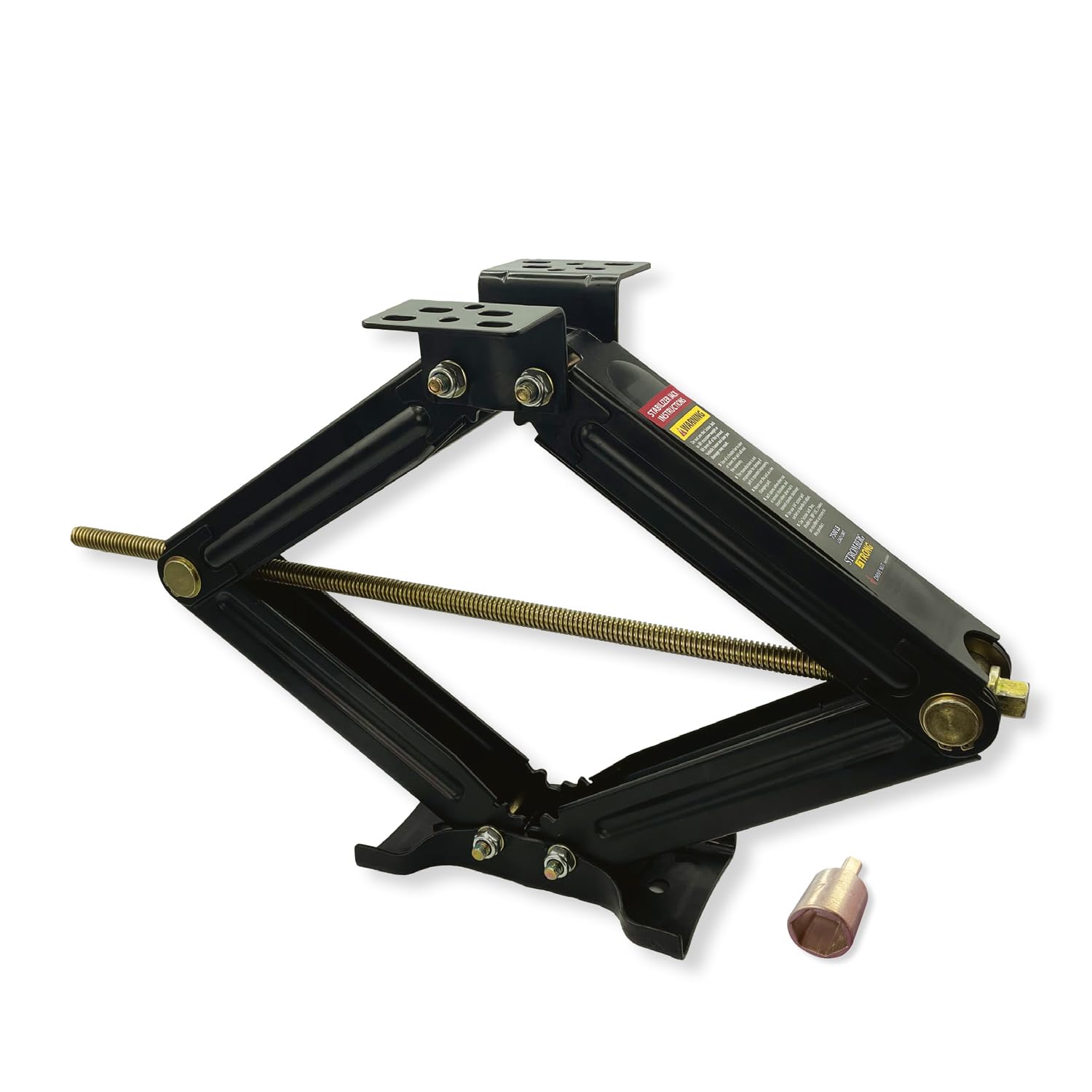 Stromberg Carlson JSC-30-IND Scissor Jack – Single Manual Jack for Travel Trailers, Fifth Wheels and Campers, Bowtie Base Design, 7,500 lb Load Rating, Ideal for RV Leveling – Black, 30-Inch