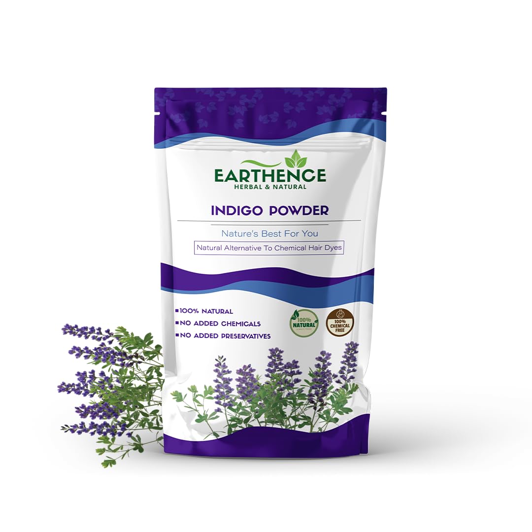 Earthence Organic Indigo Powder For Black Hair 225g | Herbal Indigo Leaf/Indigofera Tinctoria Powder for Natural Hair Coloring | No Added Colour Or Preservatives-image-33