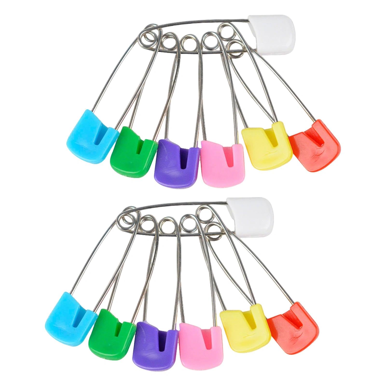 12 Sicherheitsnadeln für Babywindeln, 4,1 cm Windeln, Kunststoff, Stecknadeln, 40 mm, langlebige Kopfverschlüsse mit Sicherheitsverschluss, Edelstahl, ideal für Frottee-Quadrate, Flache und
