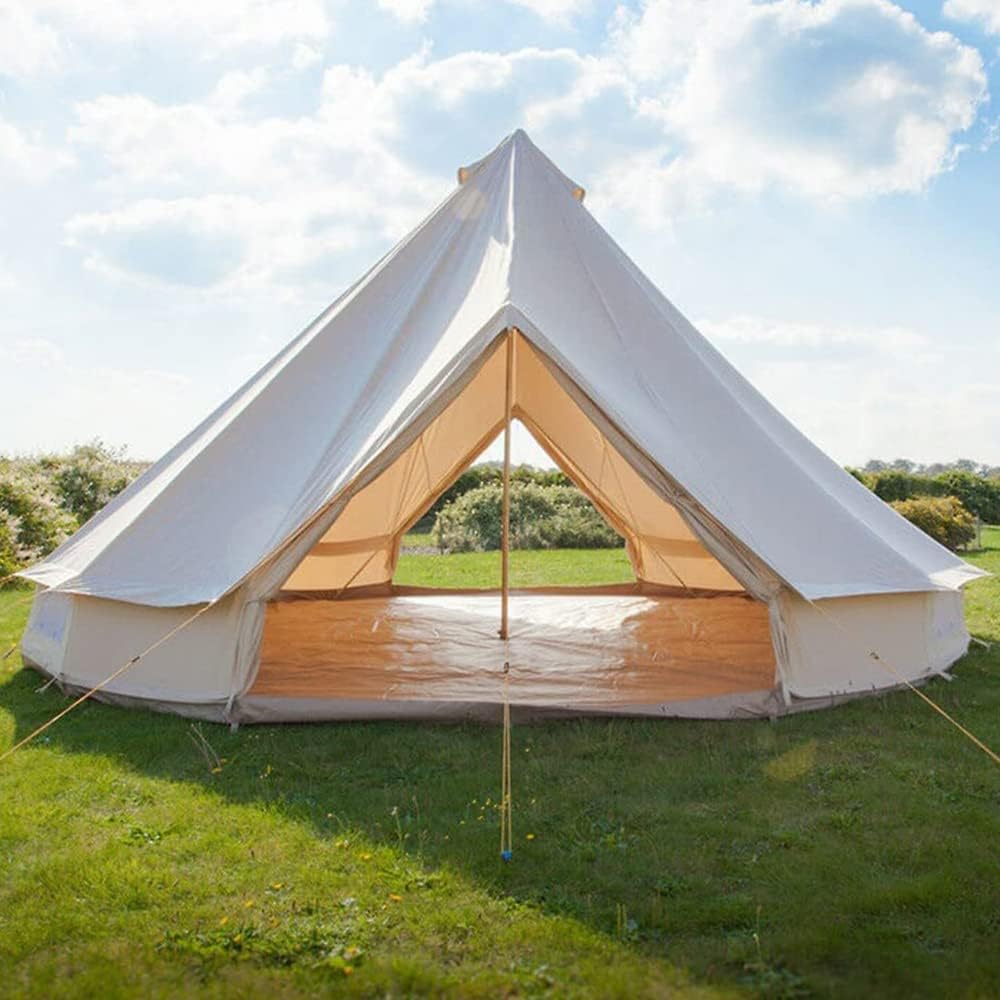 SportTent 4-Season Camping Cotton Canvas Bell Tent Wall Hunting Tent with 2 Doors and Stove Jack Hole
