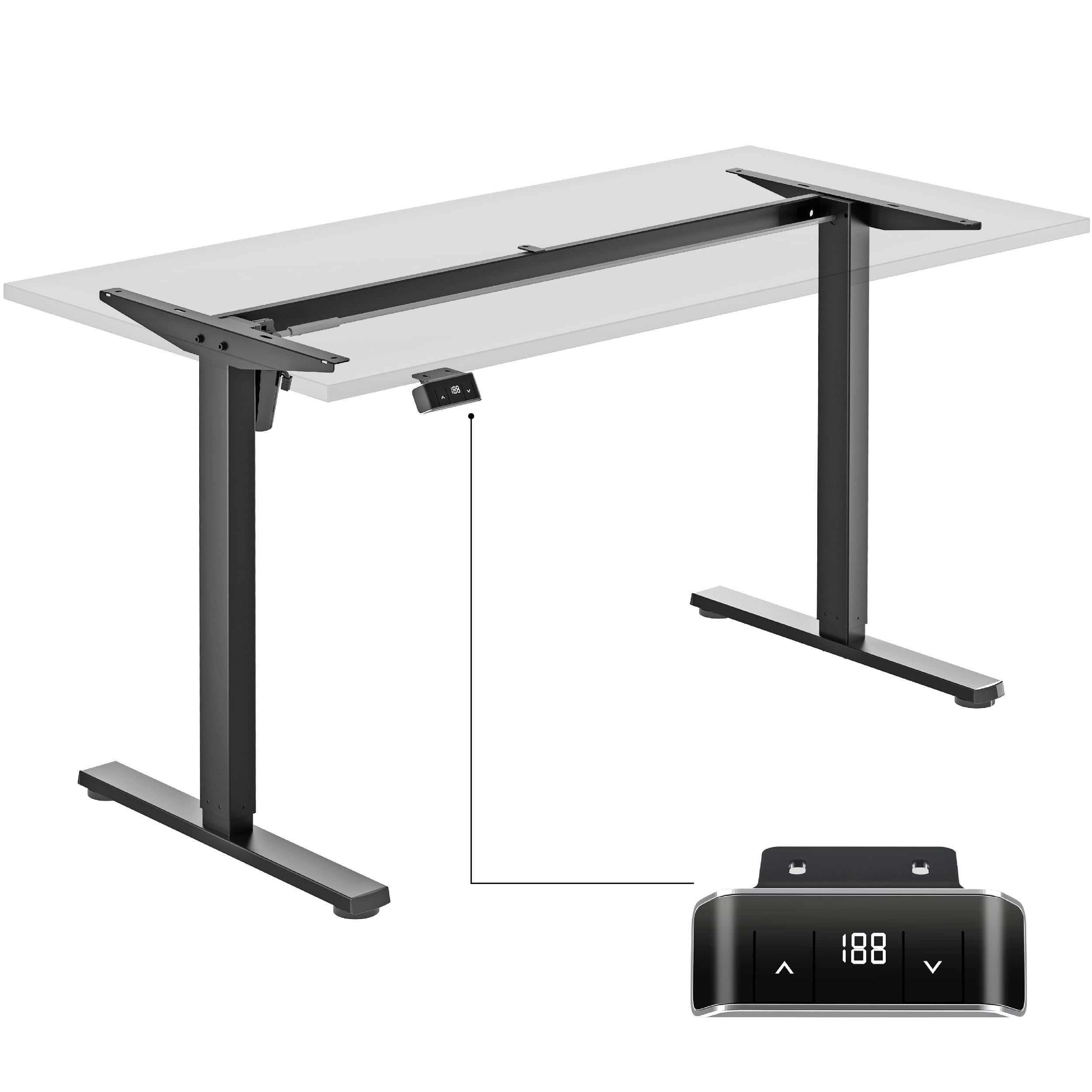 ONKRON höhenverstellbarer Schreibtisch Gestell elektrisch bis zu 70 kg, Sitz Steh Tisch Untergestell für 120-170 cm Tischplatten, Schreibtisch höhenverstellbar mit Motor Schwarz WDF221E-B