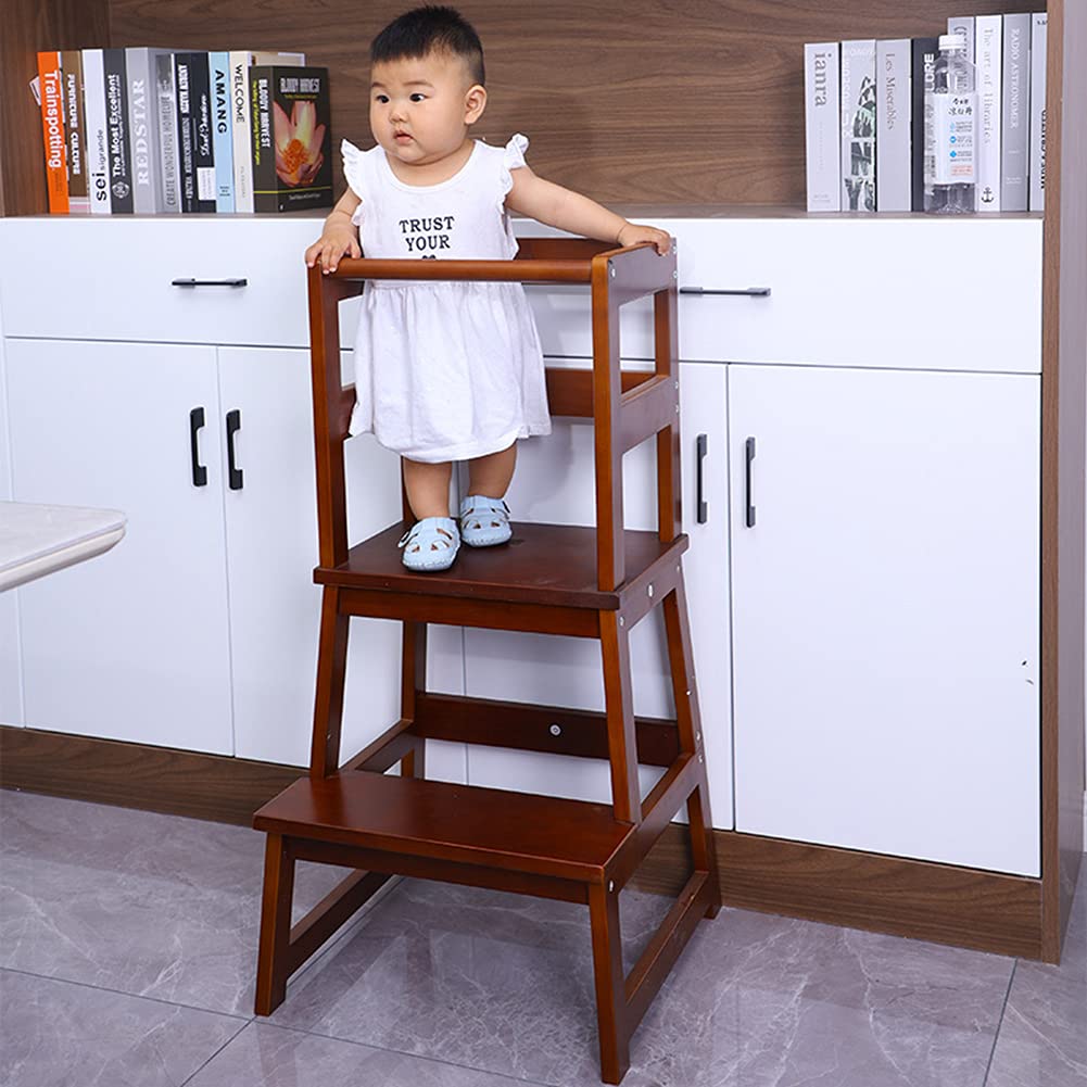 Taburete de Cocina para niños, Escalera de Madera para niños, Taburete de Madera con Plataforma Ajustable para niños pequeños, Taburete de Cocina para mostrador de Cocina, Taburete