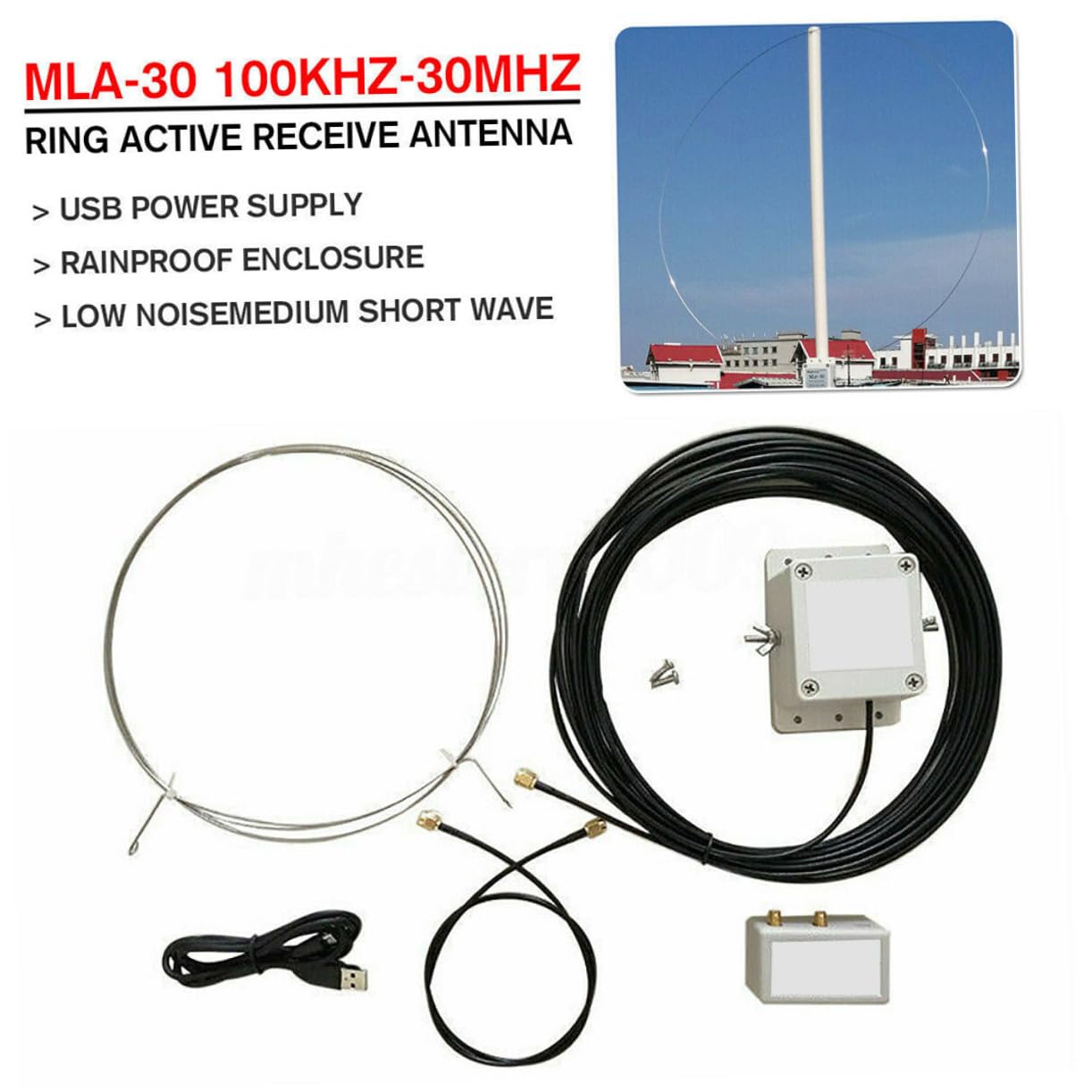 SEWACC Antenne Boucle Active Acier Inoxydable avec Suppression de Bruit USB Installation Facile pour Ondes Moyennes et Courtes