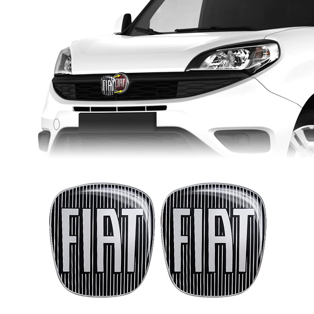 Fiat 14188A-2pcs 3D Sticker Replacement Logo Black for Doblò, Front + Rear