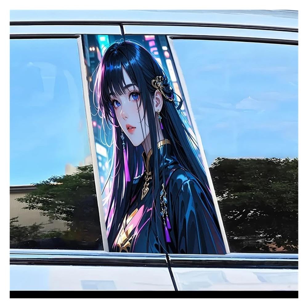 Autocollants de pilier de fenêtre de voiture finition premium motif fille style ancien
