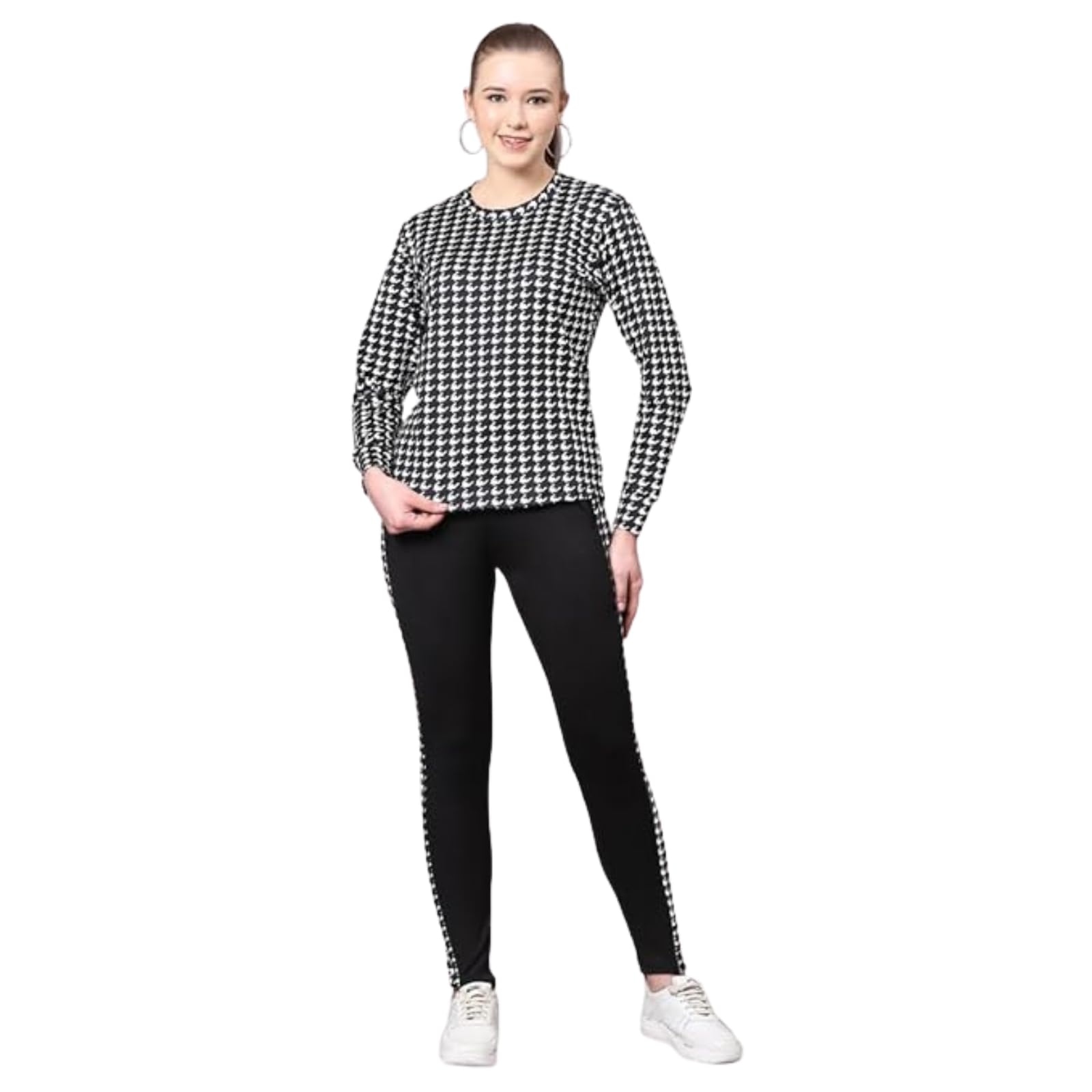 Lycra Cotton Full Sleeve tshirt for woman with T Shirt and Pant Set Sweatshirt for Womens Travel Outfits, Night suit, Gym Clothes for Women, Running, Zumba & Water park Dress (Pack of 2)-image-5