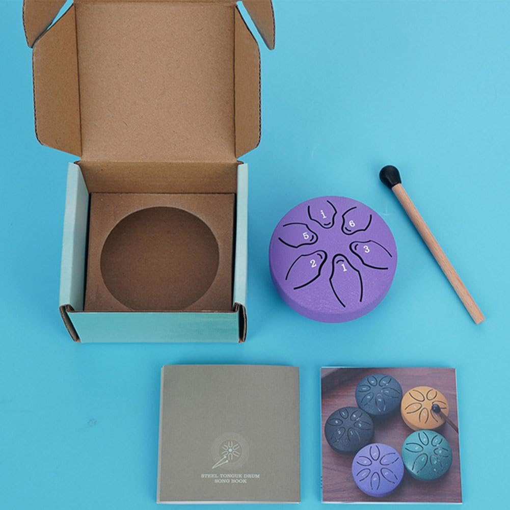 Rain Drum for Outside, 2024 Upgrade Ethereal Drum, Steel Tongue Drum Rain Chime, Mini Handpan Drum 3 Inches 6 Notes, Music Chimes Instrument for Rain Outdoor Garden for Kids (Green) — view 4