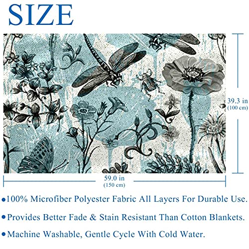 Couverture libellule 150x100 cm douce et chaude pour lit et canapé - 6