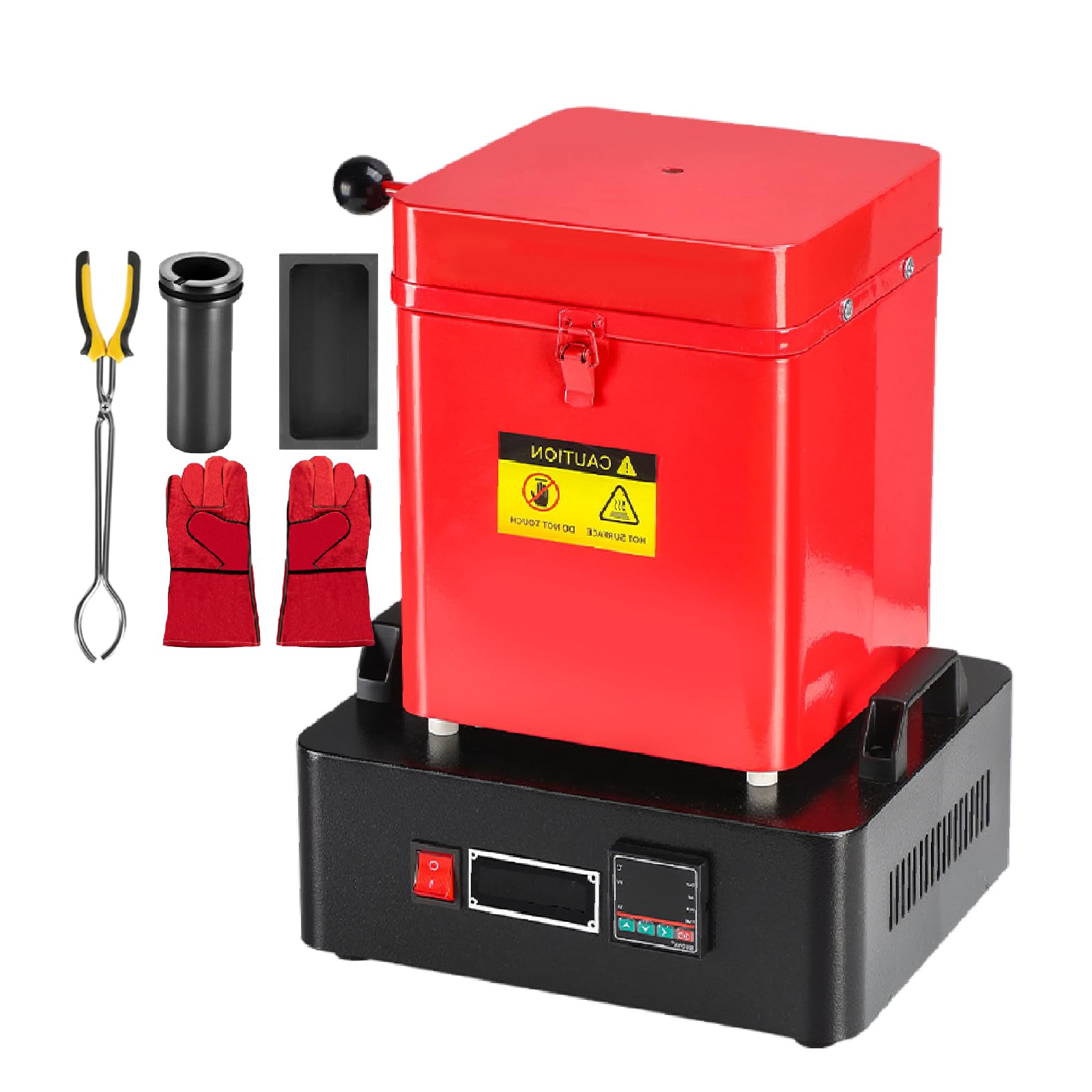 Elektryczny piec do topienia, cyfrowa regulacja temperatury, topienie aluminium, złota, srebra, miedzi, pojemność 1 kg, idealny do wyrobu metalu i produkcji biżuterii