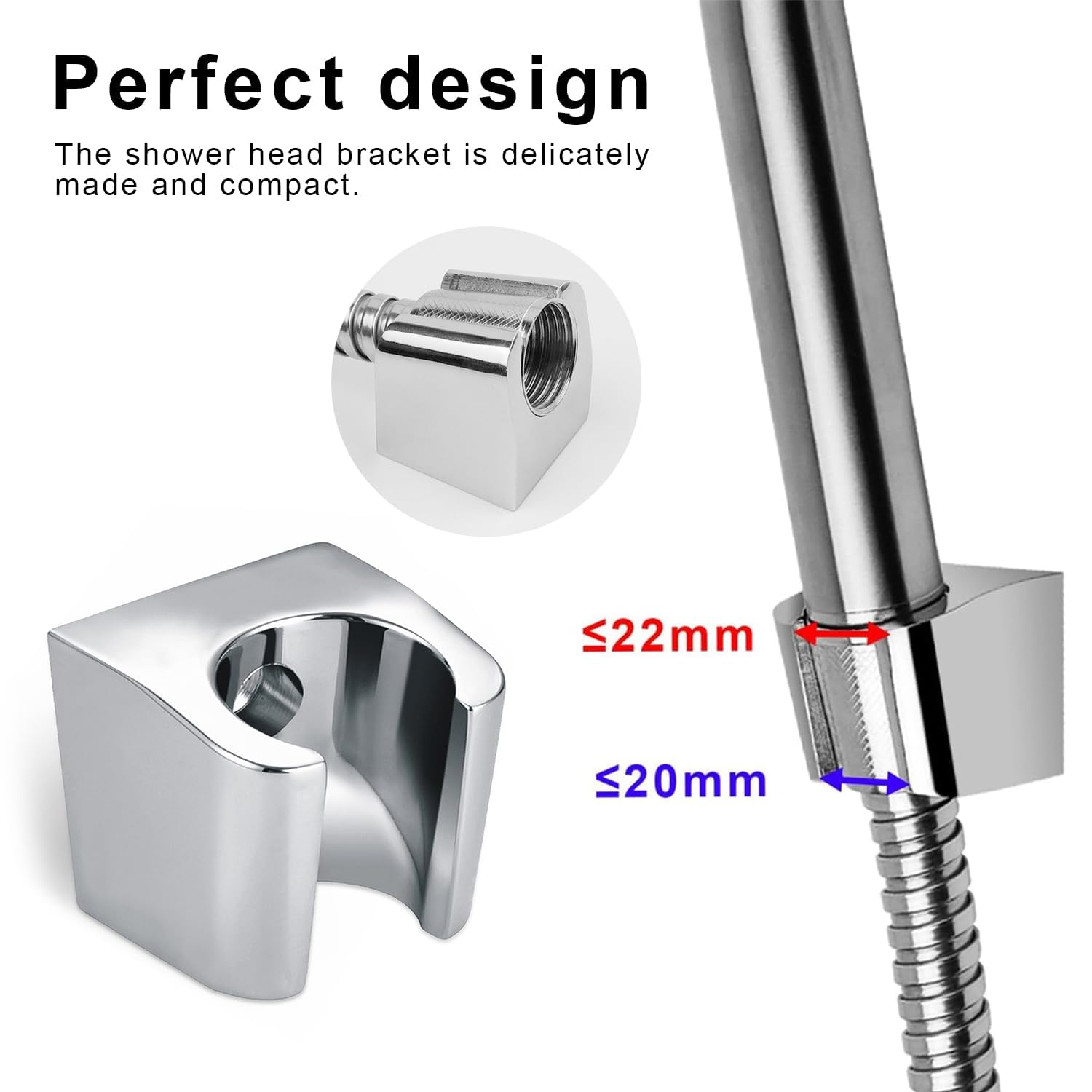 Soporte Ducha Pared De Aleación De Zinc 180° Ajustable - Resistente Al Óxido, Para Cabezal De Mano, Color Plata