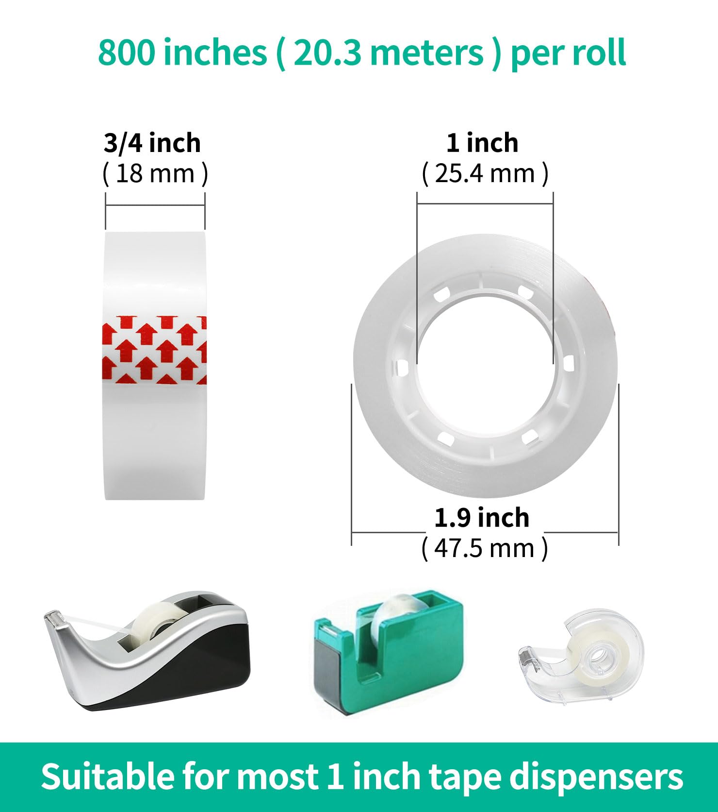 JACMD 24 Rolls Clear Tape – 3/4 X 1000 Inch Transparent Refills For Gift Wrapping, Office & Home