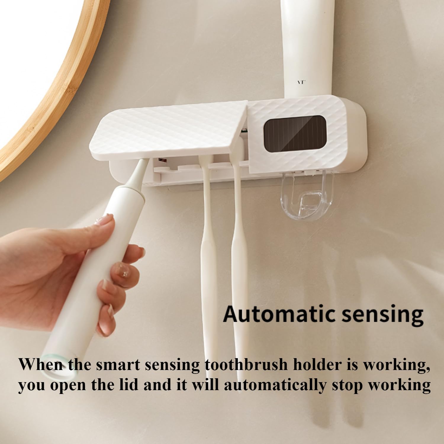 NeteHon Toothbrush Holders for Bathrooms, Automatic Toothpaste Dispenser, Bathroom Wall Mounted Toothbrush Holder?Equipped with 3 Slots (White)