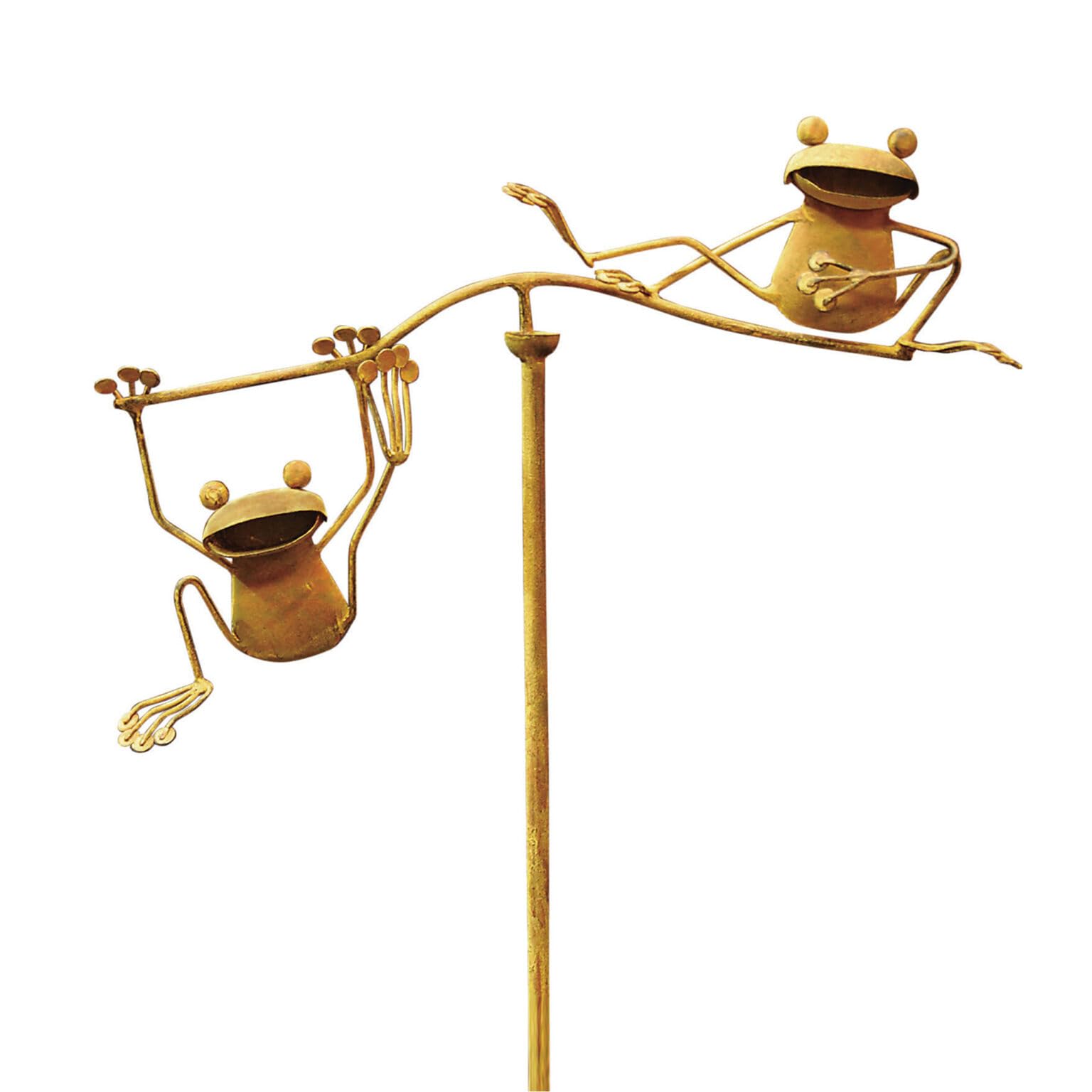 Red Carpet Studios Garden Stake Decorative Metal Balancing Buddies Yard Art, 20-Inches Tall, Rustic Frogs
