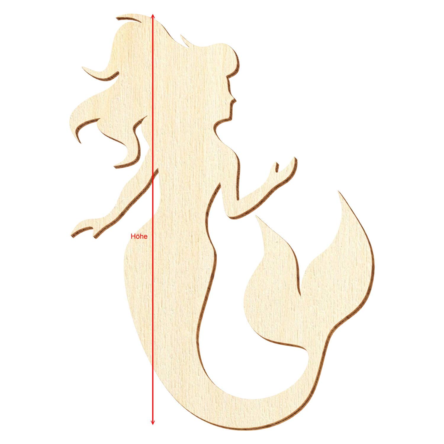 Sirena de sirena de madera V1 – Elección de tamaño a elegir, tamaño: 38 cm, paquete con 50 unidades