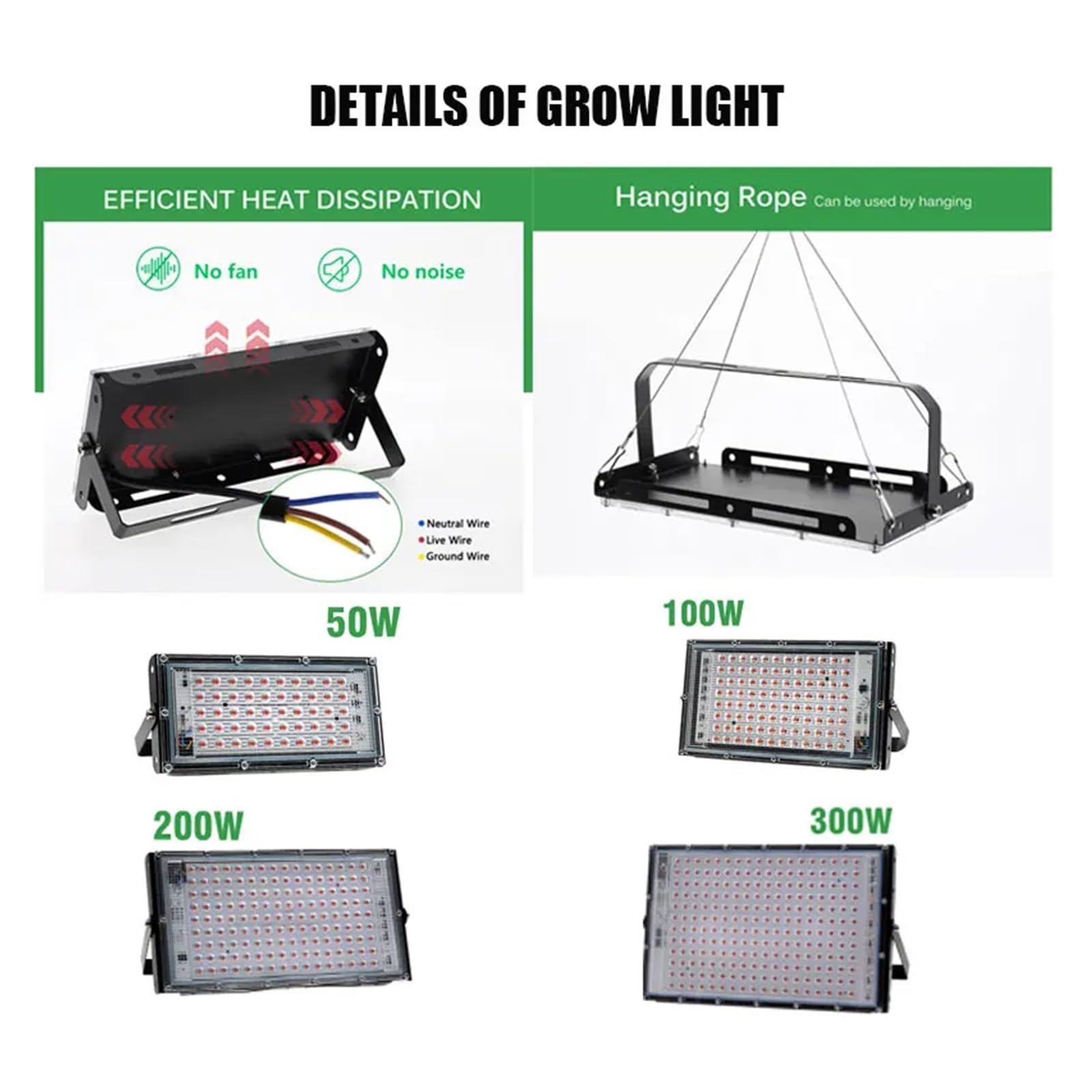 Lampada per Piante, LED Coltiva La Luce Phytolamp Spettro Completo 50W 100W 200W 300W, Lampada for Coltivazione di Piante Phyto Luci Nere for Coltivazione Interna di Fiori(100W)